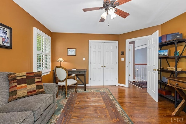 4936 Mountain Laurel Dr, Lynchburg, VA 24503 - living room with ceiling fan, wood finished floors, and baseboards