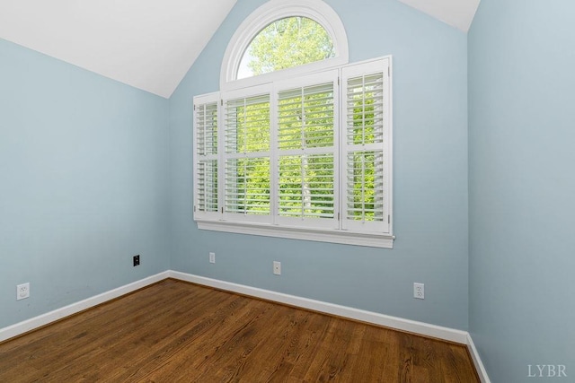 4936 Mountain Laurel Dr, Lynchburg, VA 24503 - empty room with baseboards, vaulted ceiling, and dark wood finished floors
