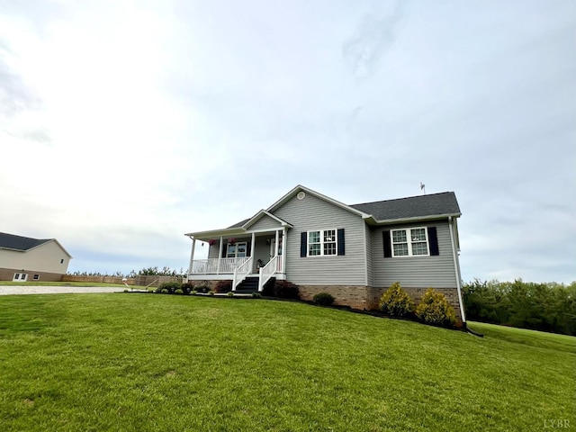 605 Beeks Ln, Spout Spring, VA 24593 - view of front facade featuring covered porch and a front yard