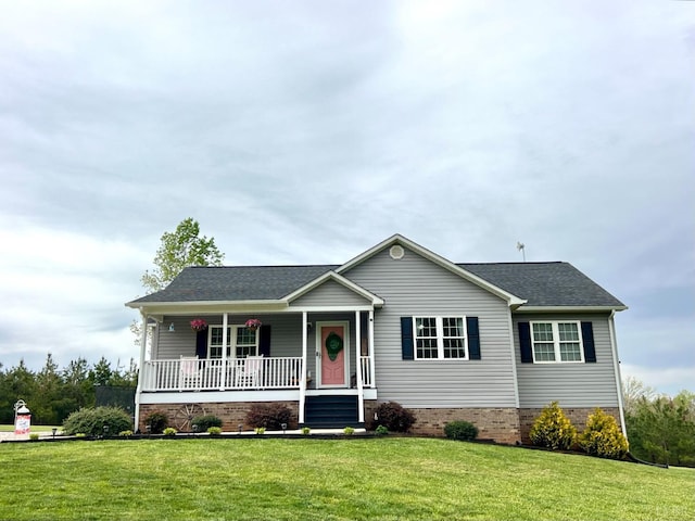605 Beeks Ln, Spout Spring, VA 24593 - view of front of home featuring a porch, a front lawn, and roof with shingles
