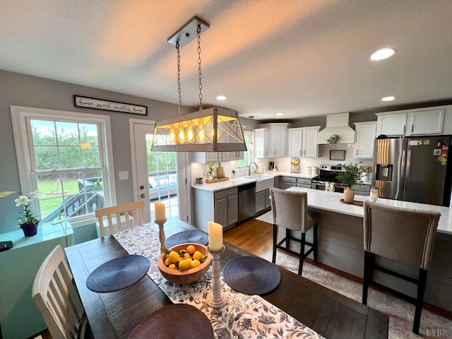 605 Beeks Ln, Spout Spring, VA 24593 - dining space featuring dark wood-style floors and recessed lighting