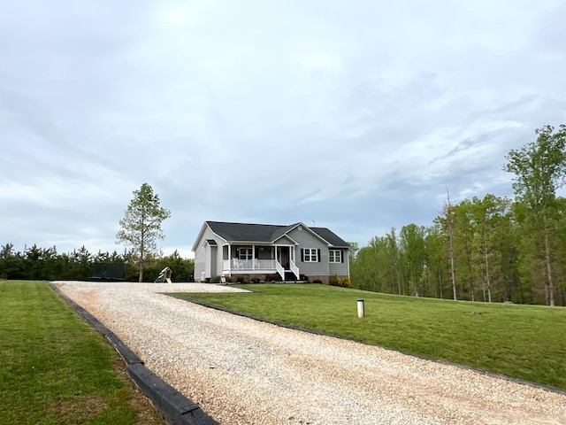 605 Beeks Ln, Spout Spring, VA 24593 - single story home with driveway, a porch, and a front lawn
