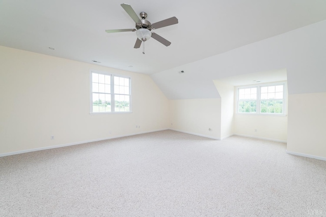 126 Golf Course Trl, Amherst, VA 24521 - additional living space featuring a ceiling fan, lofted ceiling, and light carpet