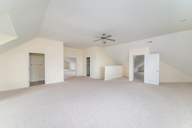 126 Golf Course Trl, Amherst, VA 24521 - additional living space with a ceiling fan, vaulted ceiling, and light carpet
