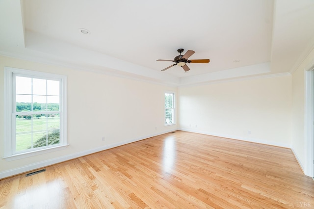 126 Golf Course Trl, Amherst, VA 24521 - spare room featuring a tray ceiling, plenty of natural light, ceiling fan, and crown molding