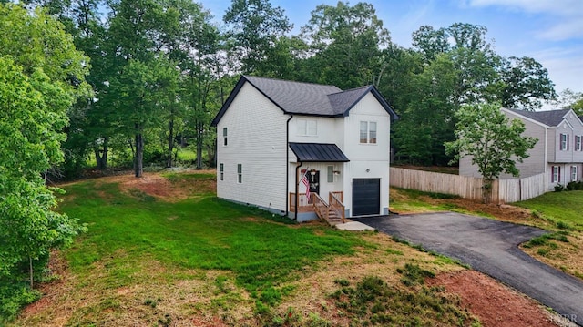 71 Patrick Ct, Madison Heights, VA 24572 - modern farmhouse style home with a standing seam roof, driveway, metal roof, and an attached garage