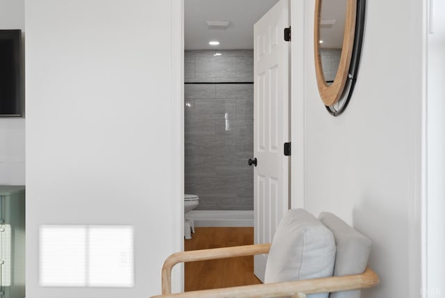 71 Patrick Ct, Madison Heights, VA 24572 - full bathroom featuring toilet, wood finished floors, and recessed lighting