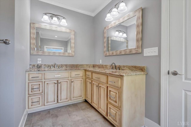 1037 Deer Hollow Rd, Forest, VA 24551 - full bath featuring ornamental molding, double vanity, and baseboards