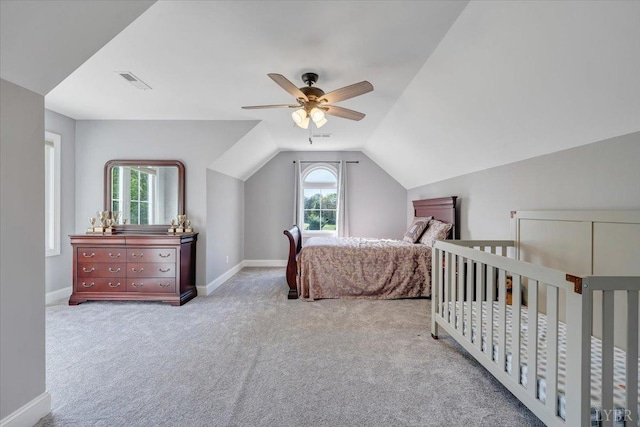 1037 Deer Hollow Rd, Forest, VA 24551 - carpeted bedroom with baseboards, a ceiling fan, and vaulted ceiling