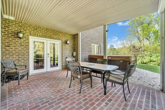 1037 Deer Hollow Rd, Forest, VA 24551 - view of patio / terrace featuring french doors, outdoor dining space, and a hot tub
