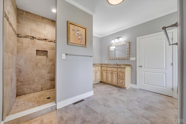 1037 Deer Hollow Rd, Forest, VA 24551 - full bath featuring baseboards, a walk in shower, crown molding, and vanity