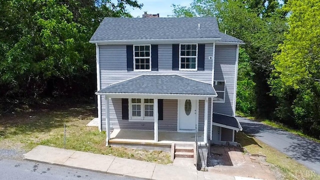 1001 3rd St, Lynchburg, VA 24504 - view of front facade with a chimney and covered porch