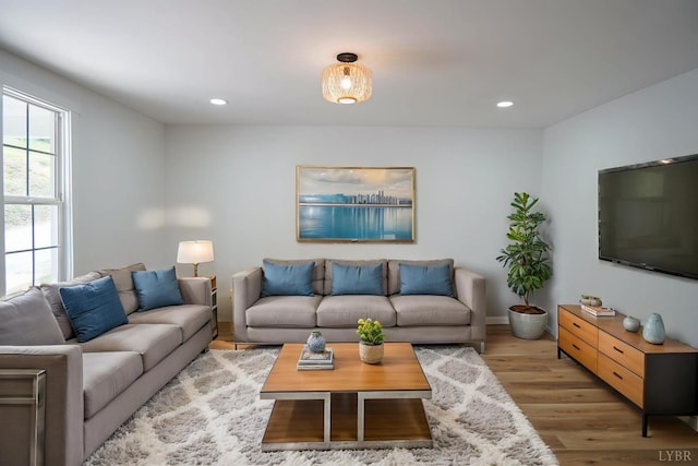 1001 3rd St, Lynchburg, VA 24504 - living room featuring wood finished floors, recessed lighting, and baseboards