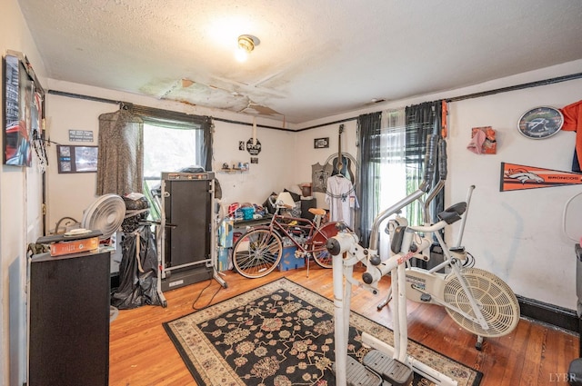 1706 Union St, Lynchburg, VA 24504 - workout room with light wood-type flooring and a textured ceiling