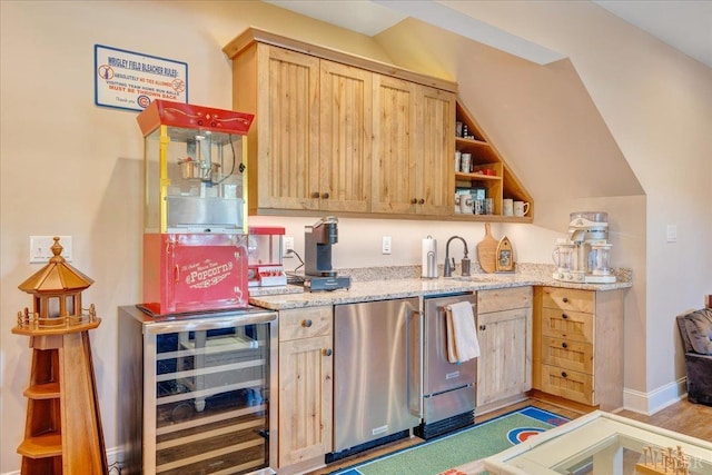 20438 Wyatts Way, Evington, VA 24550 - indoor wet bar with wine cooler, fridge, and baseboards