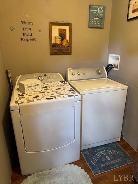 3164 Trent Hatchery Rd, Appomattox, VA 24522 - washroom with independent washer and dryer and wood finished floors