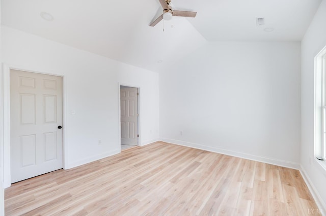 303 Westover Blvd, Lynchburg, VA 24501 - unfurnished room featuring a ceiling fan, light wood-style floors, vaulted ceiling, and baseboards