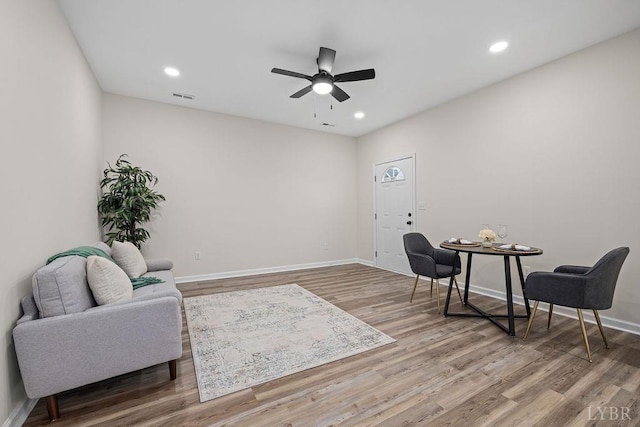 2127 Elm St, Lynchburg, VA 24504 - living area with ceiling fan, light wood-style flooring, baseboards, and recessed lighting