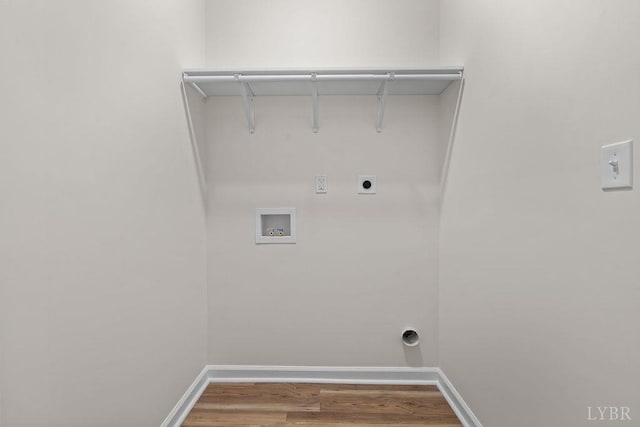 2127 Elm St, Lynchburg, VA 24504 - laundry room with electric dryer hookup, hookup for a washing machine, wood finished floors, and baseboards