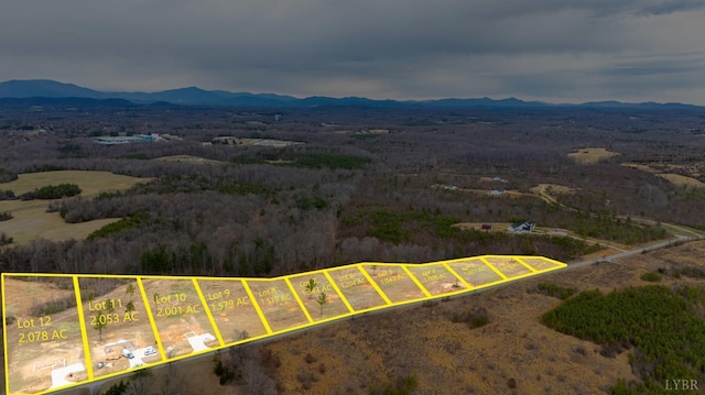 133 Fox Hall Dr, Amherst, VA 24521 - aerial overview of property's location with a mountainous background and property boundaries highlighted