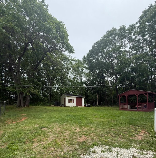 446 Plum Branch Rd, Lynchburg, VA 24504 - view of grassy yard featuring a gazebo, a storage shed, an outbuilding, and view of scattered trees