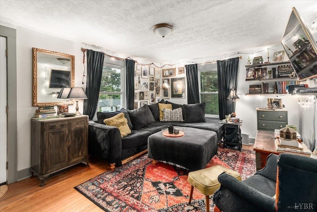1920 Roxbury St, Lynchburg, VA 24501 - living room featuring a textured ceiling, wood finished floors, and plenty of natural light