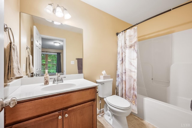 1810 Broadway St Unit 211, Lynchburg, VA 24501 - bathroom with toilet, vanity, tile patterned floors, and shower / bath combo with shower curtain