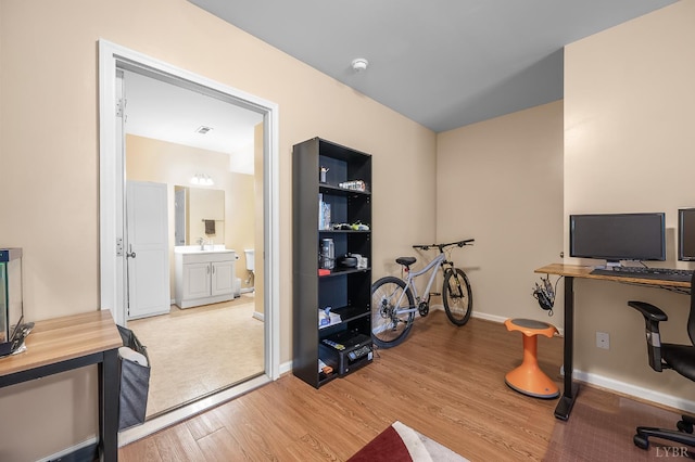 1810 Broadway St Unit 211, Lynchburg, VA 24501 - office area with light wood-type flooring, baseboards, and a sink