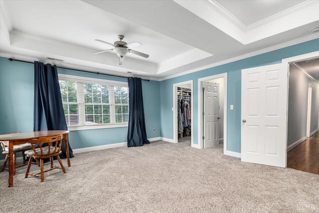 101 Trinity Ct, Lynchburg, VA 24502 - carpeted bedroom featuring a raised ceiling, ornamental molding, baseboards, a walk in closet, and a closet