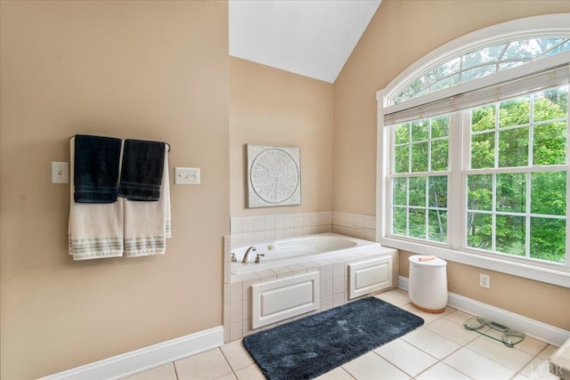 101 Trinity Ct, Lynchburg, VA 24502 - full bathroom featuring a bath, baseboards, tile patterned flooring, and lofted ceiling