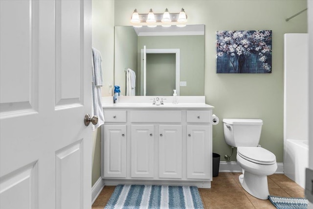 101 Trinity Ct, Lynchburg, VA 24502 - bathroom with toilet, vanity, baseboards, tile patterned floors, and ornamental molding