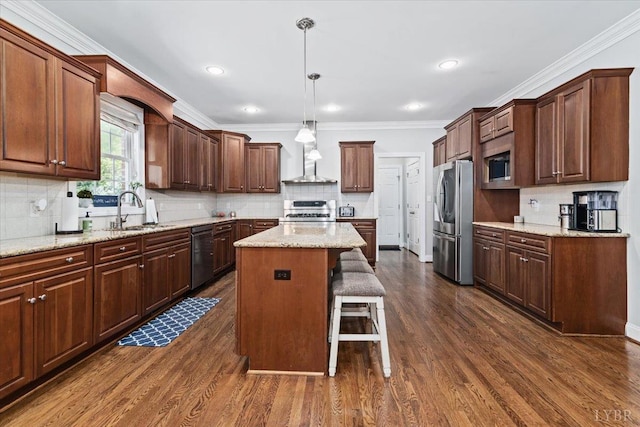 101 Trinity Ct, Lynchburg, VA 24502 - kitchen with freestanding refrigerator, range, wall chimney range hood, dishwasher, and a sink