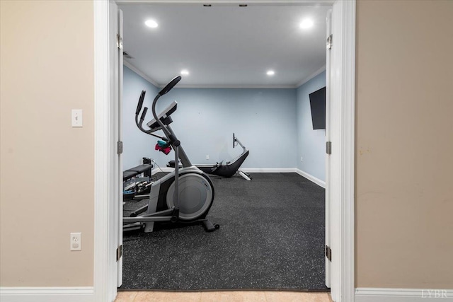 101 Trinity Ct, Lynchburg, VA 24502 - workout area featuring crown molding, baseboards, and recessed lighting