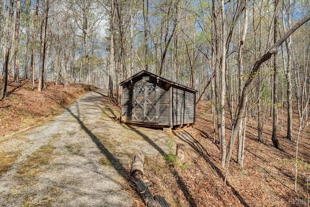 806 Cedar Key Ln, Huddleston, VA 24104 - view of shed featuring a forest view