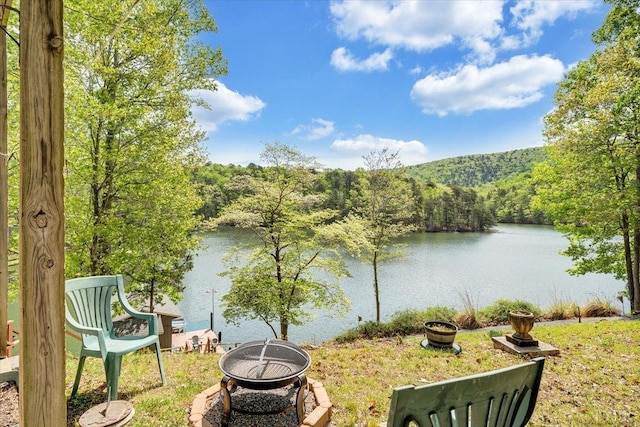 806 Cedar Key Ln, Huddleston, VA 24104 - water view with an outdoor fire pit and a heavily wooded area