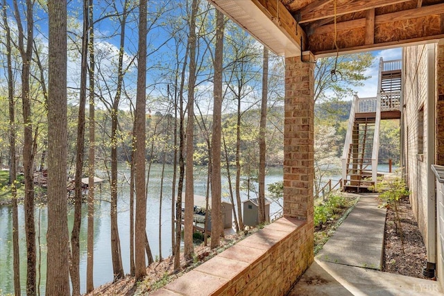 806 Cedar Key Ln, Huddleston, VA 24104 - view of patio with stairs and a water view