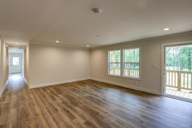 895 Union Hill Rd, Amherst, VA 24522 - unfurnished room featuring crown molding, a smoke detector, wood finished floors, baseboards, and recessed lighting