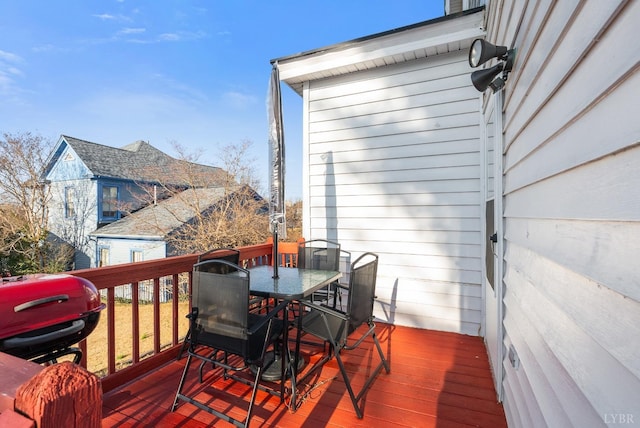 915 17th St, Lynchburg, VA 24504 - wooden deck featuring outdoor dining space and a grill