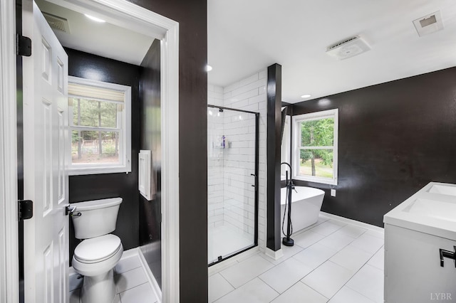 135 Warner Rd, Lynchburg, VA 24504 - full bath with baseboards, a shower stall, a freestanding bath, toilet, and healthy amount of natural light