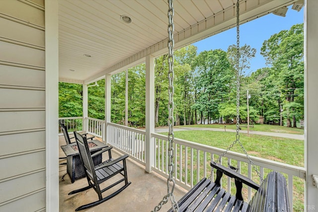 1309 W Pine Ridge Rd, Huddleston, VA 24014 - view of patio / terrace featuring a porch and view of scattered trees