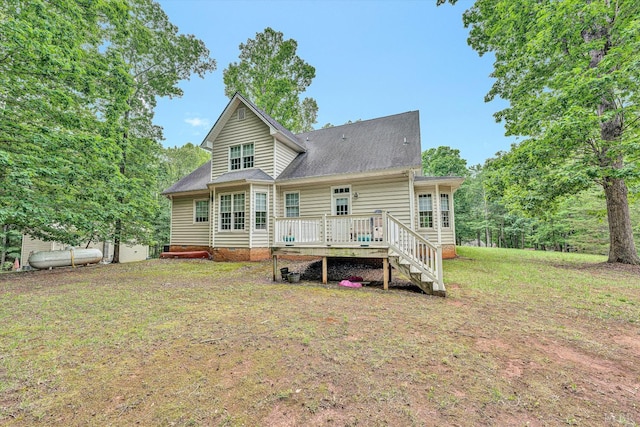 1309 W Pine Ridge Rd, Huddleston, VA 24014 - back of house featuring a deck and a lawn