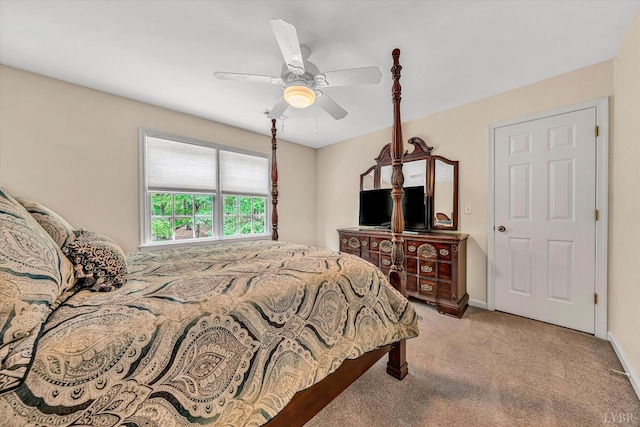 1309 W Pine Ridge Rd, Huddleston, VA 24014 - carpeted bedroom with baseboards and a ceiling fan