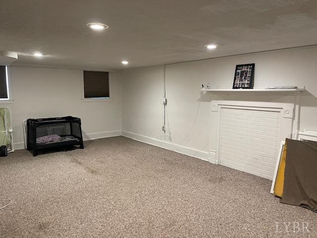 202 Leftwich St, Gretna, VA 24557 - finished below grade area featuring carpet flooring, recessed lighting, and baseboards