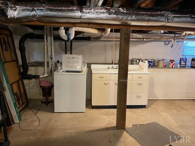 202 Leftwich St, Gretna, VA 24557 - unfinished basement featuring washer / clothes dryer