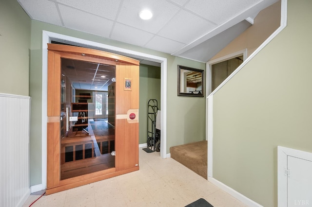 3374 Goode Station Rd, Goode, VA 24556 - hall featuring baseboards, tile patterned floors, and a drop ceiling