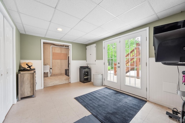 3374 Goode Station Rd, Goode, VA 24556 - entryway featuring a paneled ceiling, french doors, and wainscoting
