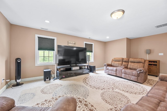 3374 Goode Station Rd, Goode, VA 24556 - living area featuring baseboards, carpet flooring, and recessed lighting