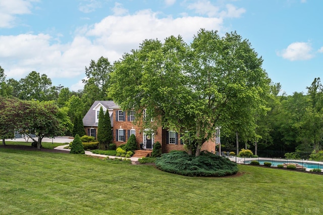 3374 Goode Station Rd, Goode, VA 24556 - colonial home featuring brick siding and an outdoor pool