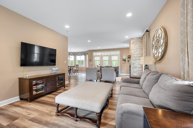 3374 Goode Station Rd, Goode, VA 24556 - living room with recessed lighting, light wood-type flooring, and baseboards