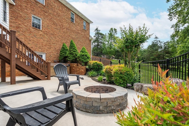 3374 Goode Station Rd, Goode, VA 24556 - view of patio / terrace with an outdoor fire pit and stairway